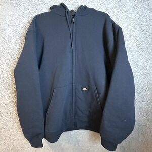 Dickies Hoodie Mens 2XL Blue Quilted Fleece Full Zip Insulated Workwear